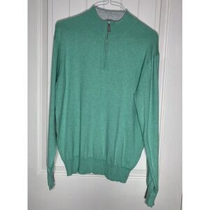 Peter Millar Mens Quarter Zip Pullover Sweater Mint Green Size Medium Mock Neck